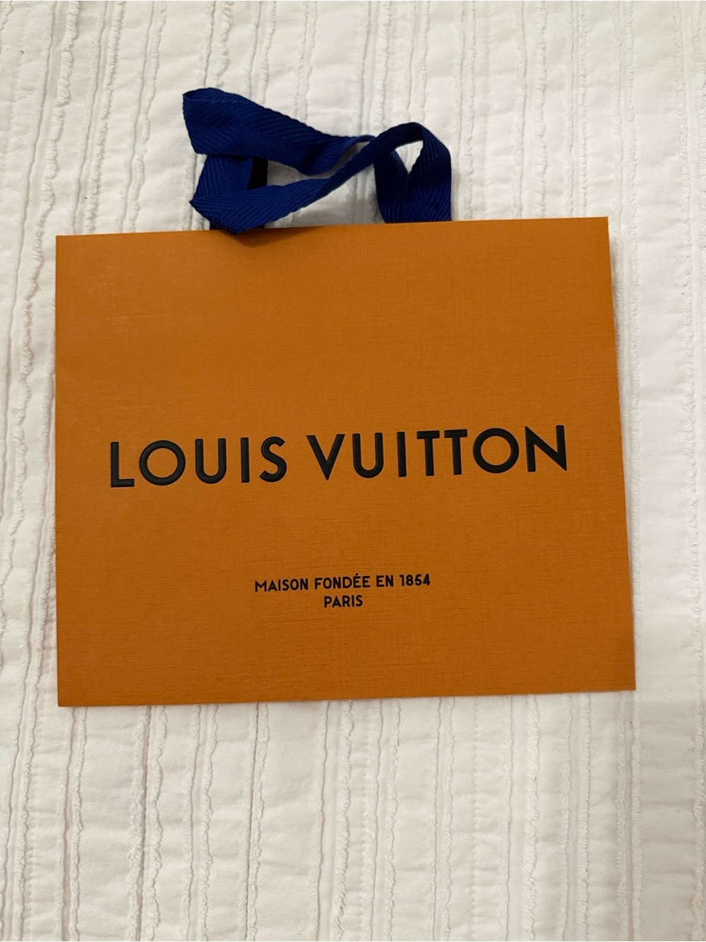 Louis Vuitton Orange Shopping Bag with Blue Ribbon - Picture 3 of 5